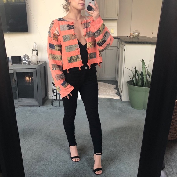 Nativewear Designs Jackets & Blazers - Vintage Coral Nativewear Designs Fringe Jacket